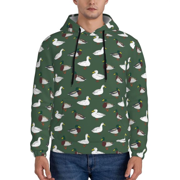 Xecao Colorful Mallard Duck Pattern Men's Adult Pullover Hoodie,Hooded Sweatshirt-4X-Large