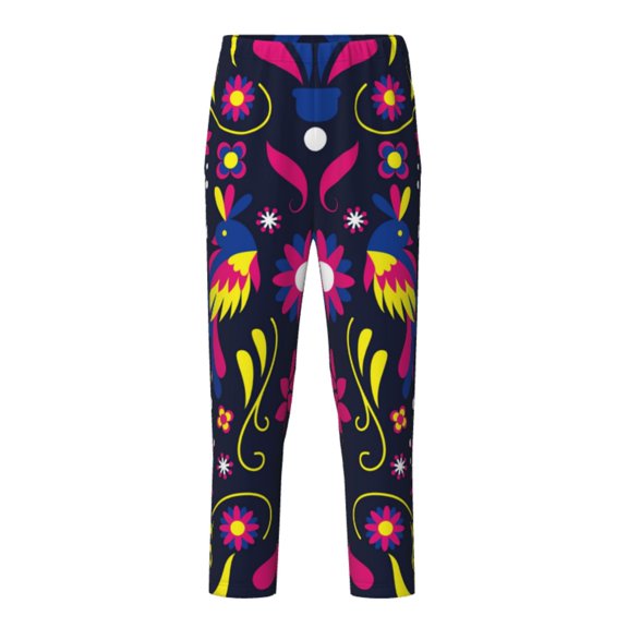 Xecao Colorful Mexican Print Teenagers' Pajama Pants Long Sleep Pants Soft Elastic Waist Pajama Bottoms Elastic waist with 2 Pockets 5-16 Years-Medium