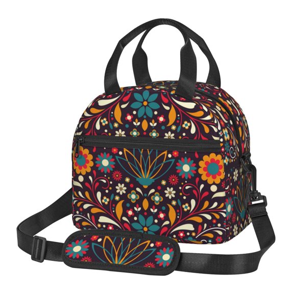 Xecao Colorful Mexican2 Print Insulated Lunch Box, Lunch Cags Lunch Bag Featuring An Adjustable Shoulder Strap