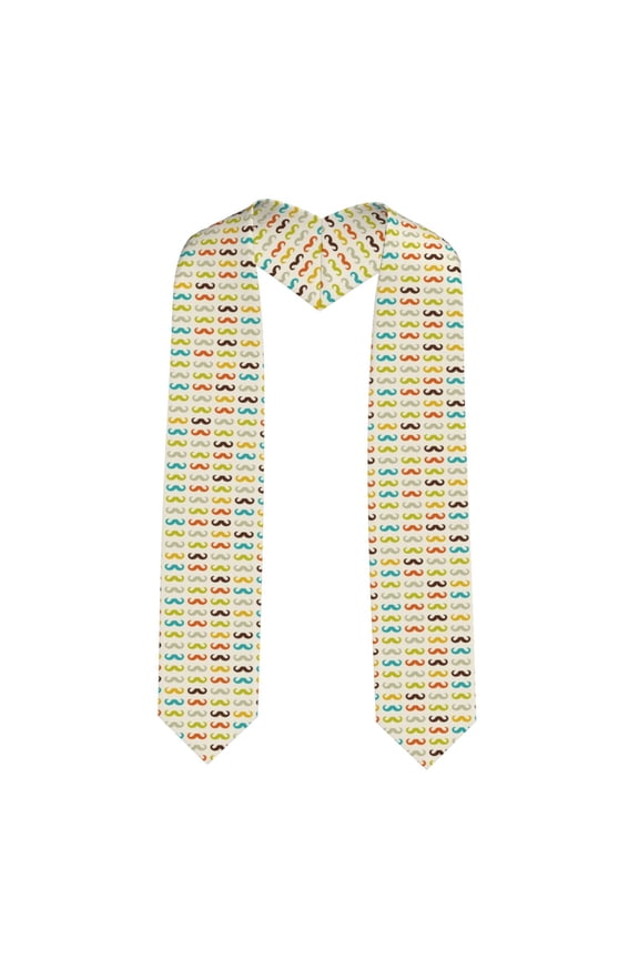 Colorful Mustache Print Graduation Shawl Stole Honor Stole Adult 72" Academic Commencements