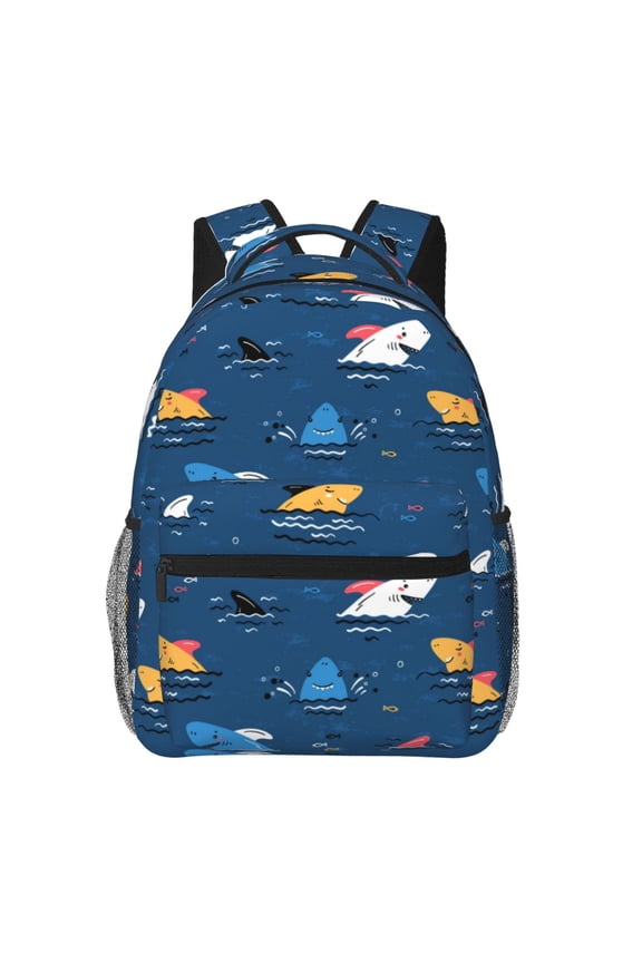Colorful Ocean Shark Backpack, a stylish and functional choice for both men and women, is the perfect basic bookbag for college, work, or travel