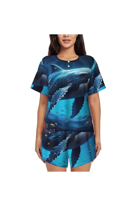 Colorful Ocean Whale print Swimsuit for women, Summer-ready, sporty style.Quick-dry fabric. Many sizes & colors.