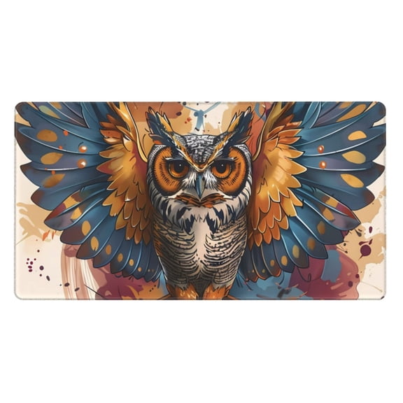 Xecao Colorful Owl Tattoo Art for Waterproof Mouse Pad - Extended Contour Mouse Mat, Large Gaming Mousepad Laptop Keyboard Mat with Non-Slip Rubber Base