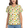 thumbnail image 1 of Xecao Colorful Owls 1 for Women's V-Neck T-Shirts-Elegant Half-Sleeve Tops Perfect for Summer-Small, 1 of 5