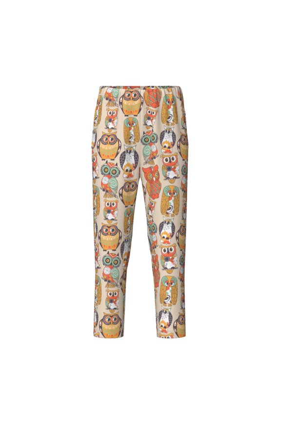 Colorful Owls Print Teenagers' Pajama Pants Long Sleep Pants Soft Elastic Waist Pajama Bottoms Elastic waist with 2 Pockets 5-16 Years-Medium