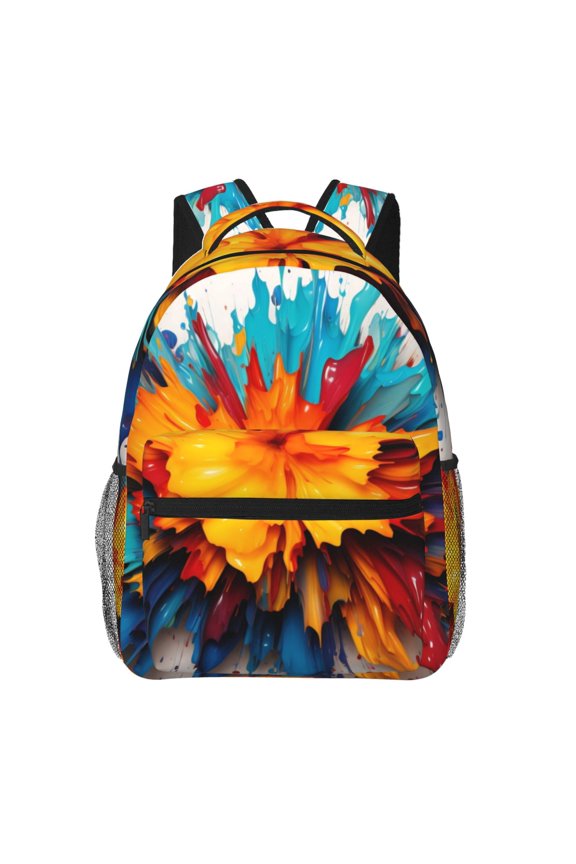 Colorful Paint Print Backpack, a stylish and functional choice for both men and women, is the perfect basic bookbag for college, work, or travel