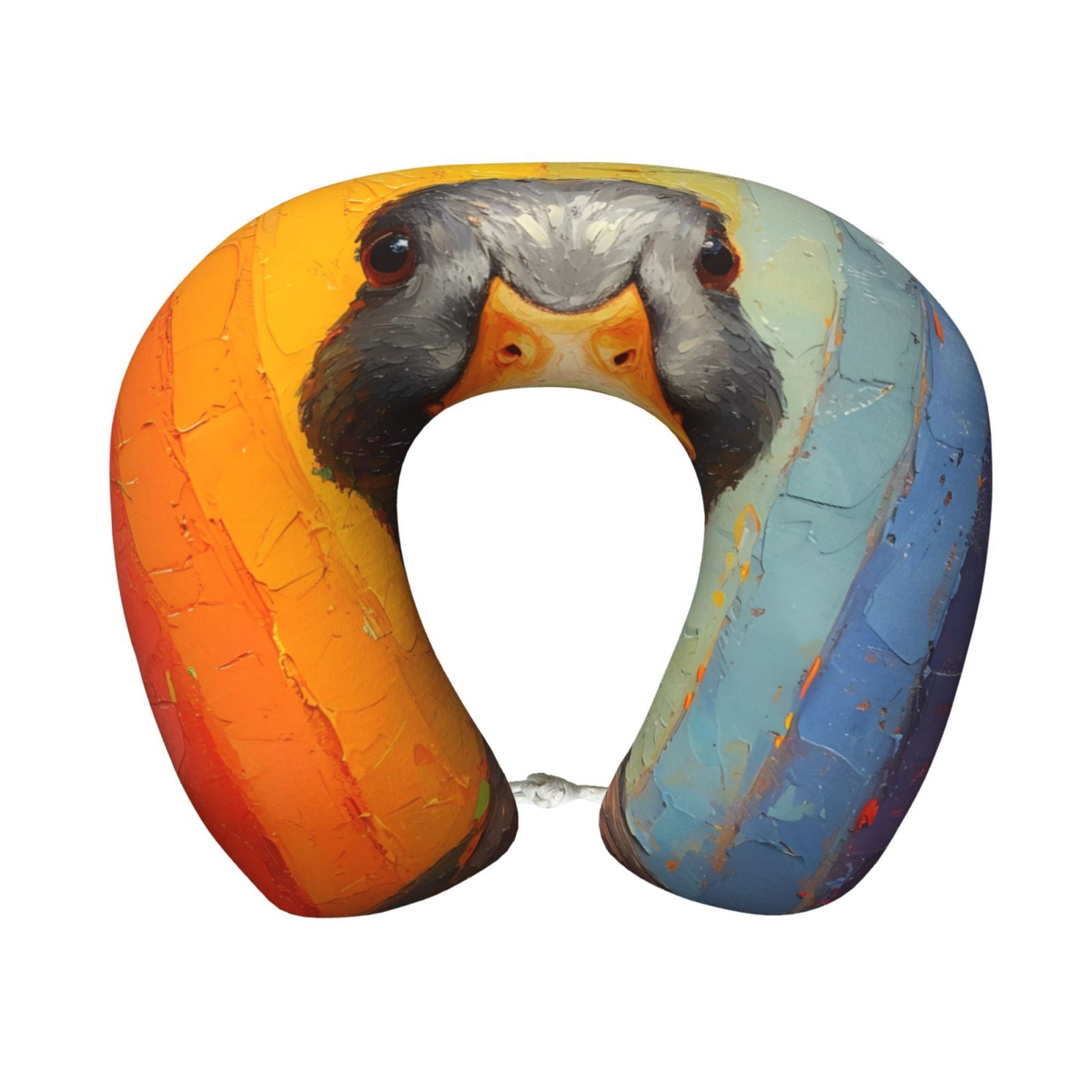 Xecao Colorful Painted Duck Print Memory Foam Cervical Neck Pillow Versatile U-Shaped Pillows for Home,Office,Camping,Travelling,Soft Washable Cover