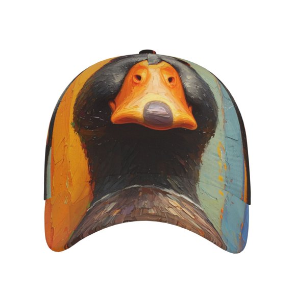 Xecao Colorful Painted Duck for Baseball Cap: Unisex, crafted from classic polyester twill fabric, featuring a soft unconstructed design