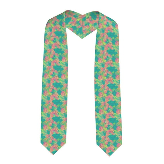Xecao Colorful Palm Leaves Print Graduation Shawl Stole Honor Stole Adult 72" Academic Commencements