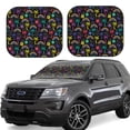 thumbnail image 1 of Xecao Colorful Palms for Foldable Car Sun Shades (2-Pack) offer sun protection with an easy-fold design for convenient windshield shading., 1 of 7