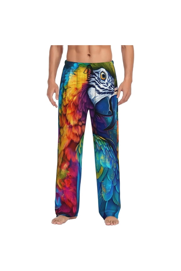 Colorful Parrot Jungle Dream Print Men's Straight Lounge Pajama Pants - The Ultimate in Comfortable Sleepwear-