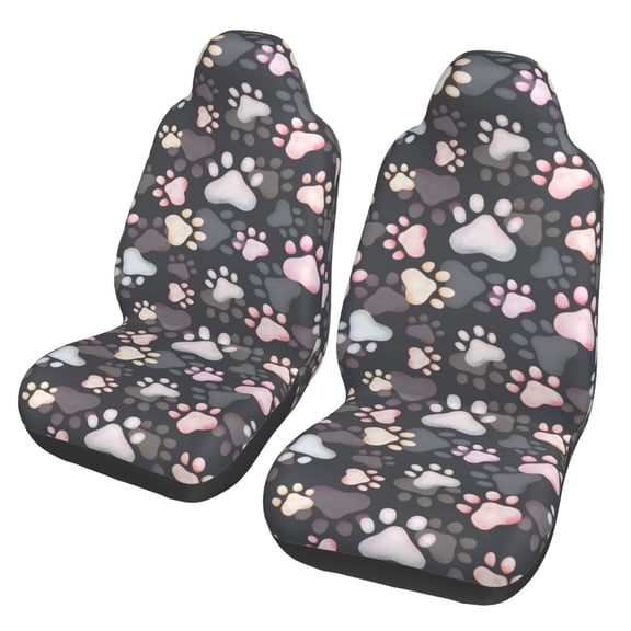 Xecao Colorful Paws Of Dog Print Car Seat Cover in That Fits Most Cars, Vans, SUVs, and Trucks.