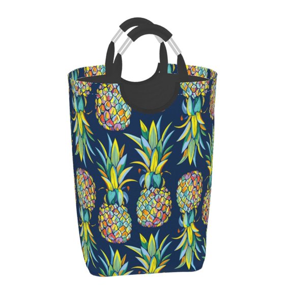 Xecao Colorful Pineapples for Laundry Basket,Collapsible Large Laundry Hamper,Wash Bag for Laundry Room, Rolling Laundry Basket with Handles
