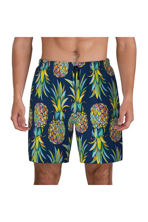 Colorful Pineapples for Men's Swimming Trunks Swim Trunks Quick Dry Swim Shorts with Mesh Lining Funny Swimwear Bathing Suits