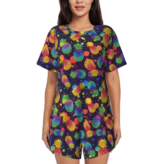 Xecao Colorful Pineapples1 print Swimsuit for women, Summer-ready, sporty style.Quick-dry fabric. Many sizes & colors.