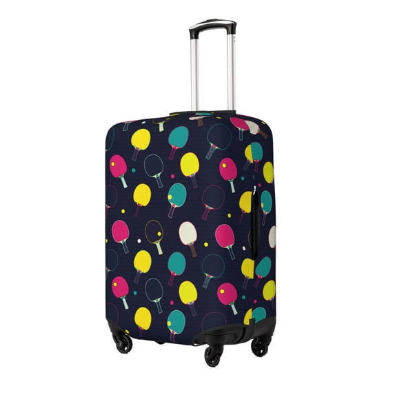 Xecao Colorful Ping Pong Rackets Print Elastic Luggage Cover, Double-sided Print , Perfect for Travel, Business, and Daily Use (Suitcase Not Included)-Large