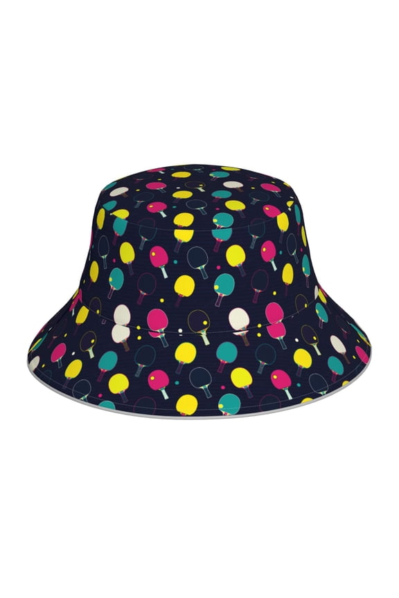 Colorful Ping Pong Rackets Print Men and Women Night Reflective Hat Runner Cap Visor Bucket Hat Boonie Cap