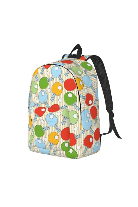 Colorful Ping Pong Rackets1 for Canvas College Laptop Backpack, a Durable Rucksack for Both Men and Women, ideal for travel, school, and daily use Bag-Small