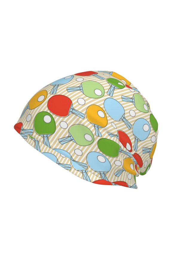 Colorful Ping Pong Rackets1 Print Knit Hat,Winter Beanie for Men Women, Beanie Soft Warm Ski Stocking Cuffed Cap