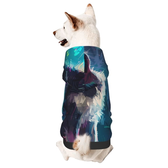 Xecao Colorful Plant Wolf Pattern Sweatshirts Winter Pet Dog Hoodie Puppy Coat Dog Sweaters Dog Clothes with Hat Dog Clothes Costume Outfit,Small Pets Wear-Medium