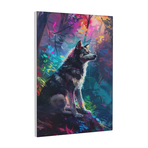 Xecao Colorful Plant Wolf for Ready-to-Hang Canvas Art 12x16 Inches - Waterproof HD Print Solid Wood Frame for Gifting,Vertical