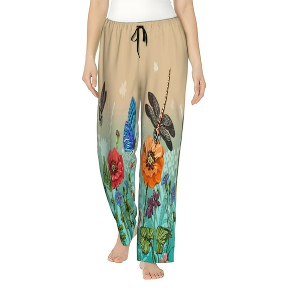 Xecao Colorful Plants And Insects Women's Straight Lounge Pajama Pants: The Epitome of Relaxed Sleepwear