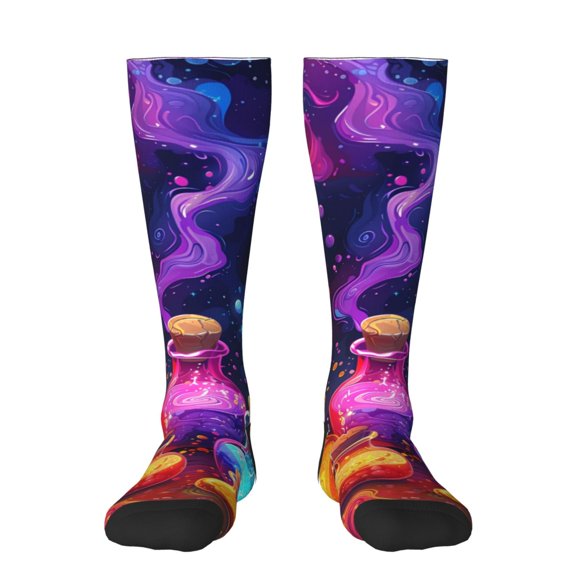 Xecao Colorful Potion Bottles Magic Print Compression Socks for Both Men And Women for Running, Travel, Flight, Nurse