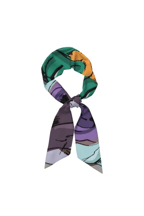 Colorful Pug Pattern Large Satin Head Scarf - Satin Hair Scarves Silk Bandana Scarf Headscarf Silk Feeling Scarf for Women