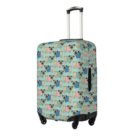 Xecao Colorful Pugs Print Elastic Luggage Cover, Double-sided Print , Perfect for Travel, Business, and Daily Use (Suitcase Not Included)-Medium