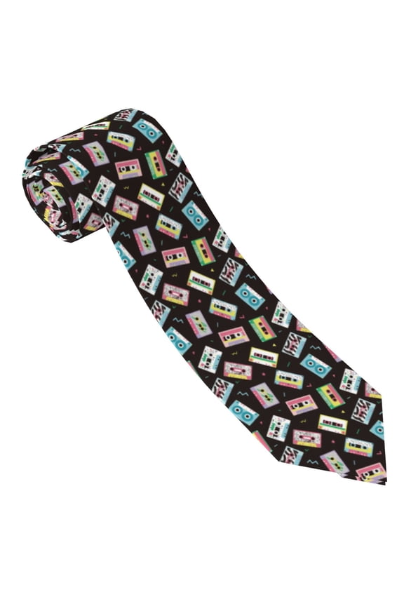 Colorful Retro Tape Print Tie For Men Necktie Woven Jacquard Neck Ties,Classic Men's Tie