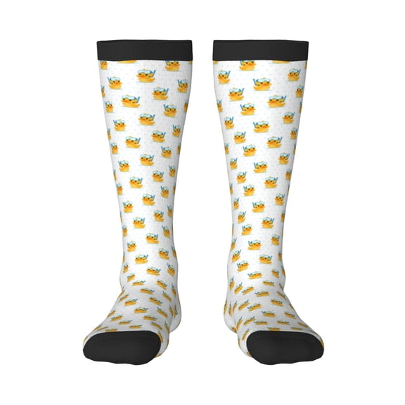 Xecao Colorful Rubber Duck Print Compression Socks for Both Men And Women for Running, Travel, Flight, Nurse