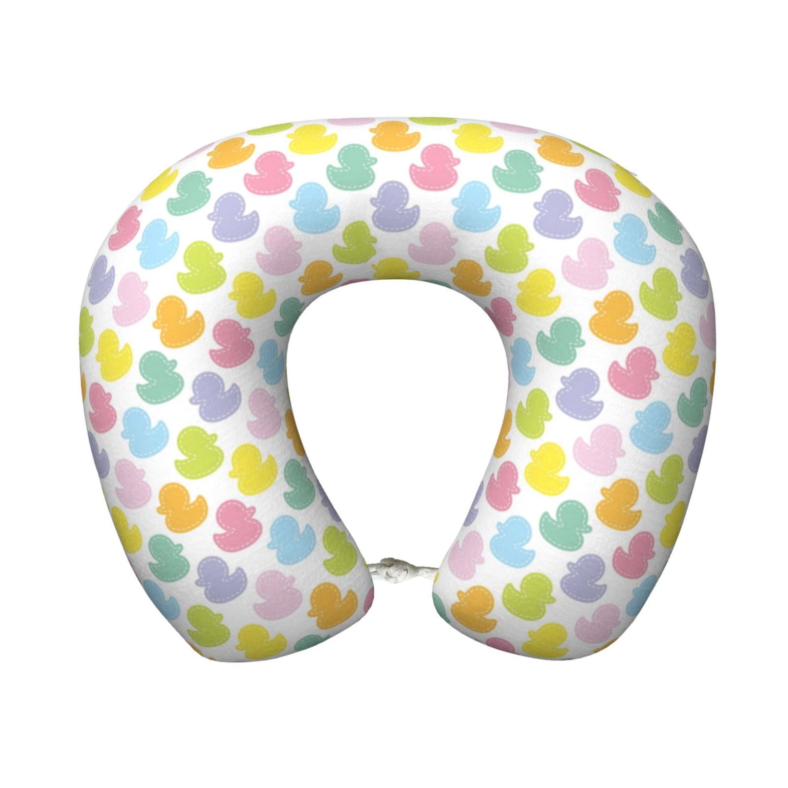 Xecao Colorful Rubber Duck Print Memory Foam Cervical Neck Pillow Versatile U-Shaped Pillows for Home,Office,Camping,Travelling,Soft Washable Cover