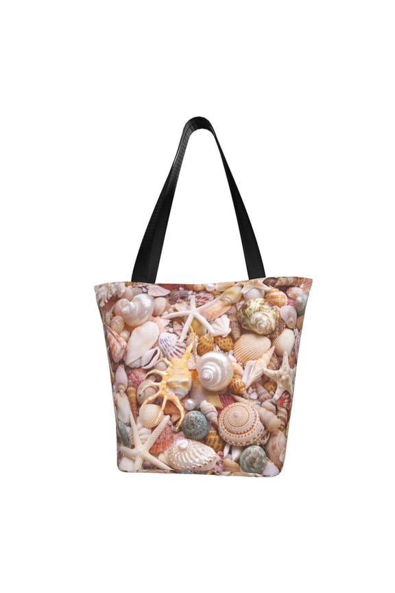 Colorful Seashells for Tote Bag for Women -Tote Shoulder Bag with A Little Pocket Inside, Perfect for Travel and Work.