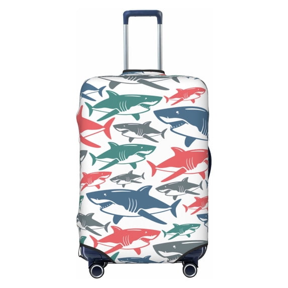 Xecao Colorful Shark print Elastic Luggage Cover, with double-sided print , is perfect for travel, business, and daily use