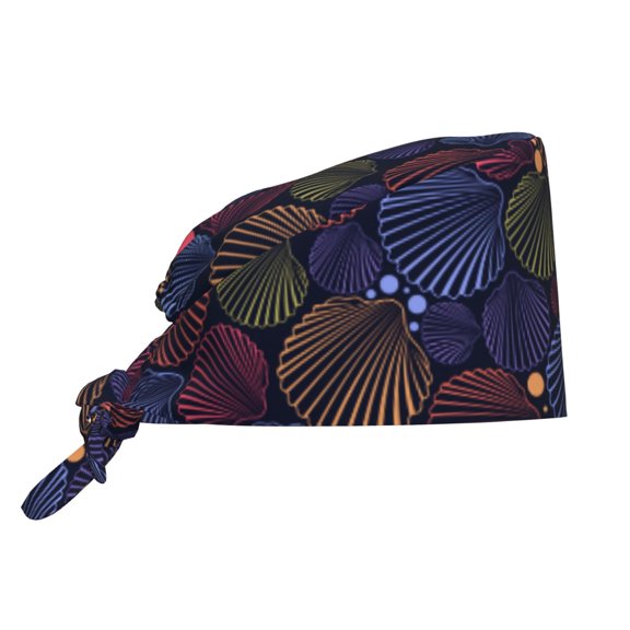 Xecao Colorful Shells Print Men Women Adjustable Working Cap with Button Unisex Hats Sweatband