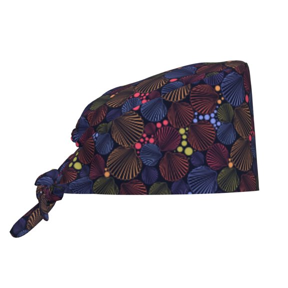 Xecao Colorful Shells Print Men Women Adjustable Working Cap with Button Unisex Hats Sweatband