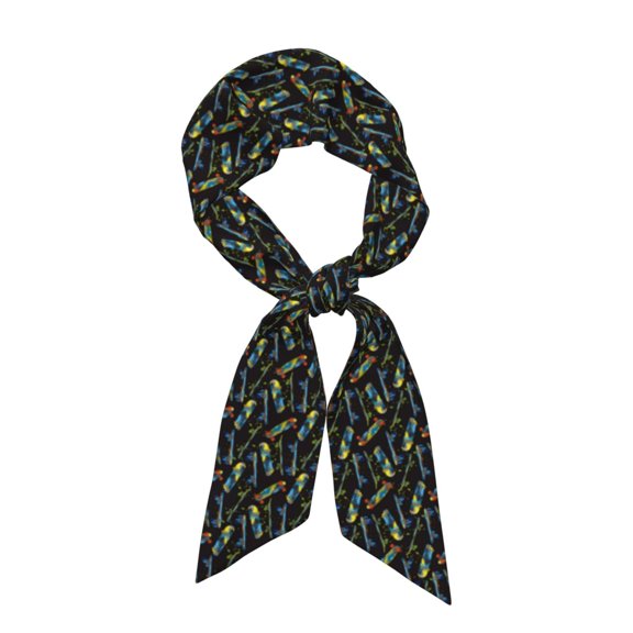 Xecao Colorful Skateboard Pattern Large Satin Head Scarf - Satin Hair Scarves Silk Bandana Scarf Headscarf Silk Feeling Scarf for Women