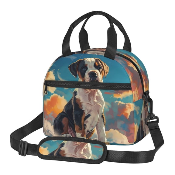 Xecao Colorful Sky Puppy Print Insulated Lunch Box, Lunch Cags Lunch Bag Featuring An Adjustable Shoulder Strap