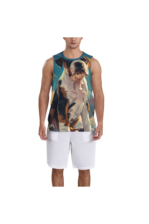 Colorful Sky Puppy print basketball shirt for both men and women, a unisex basketball jersey perfect for theme parties-4X-Large