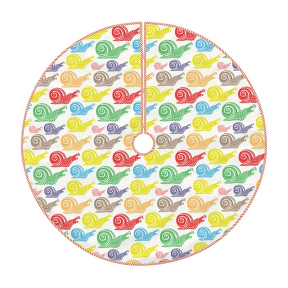 Xecao Colorful Snails Pattern Christmas Tree Skirt Round Xmas Tree Mat Base Cover for Holiday Home Decorations-30"