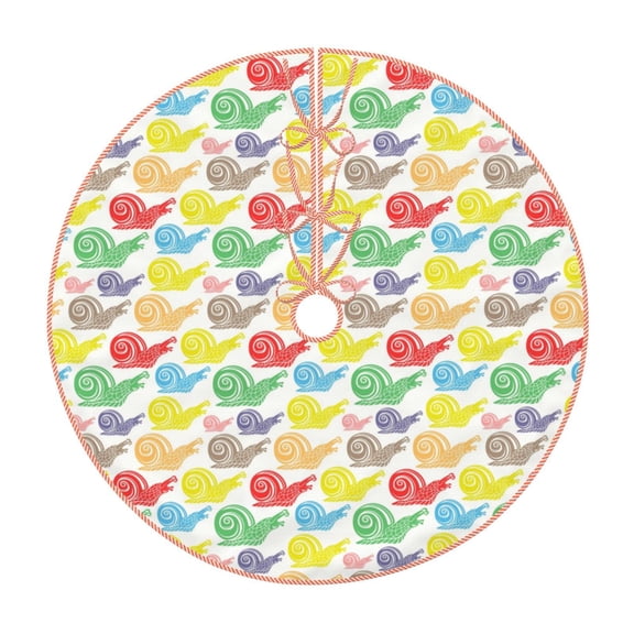 Xecao Colorful Snails Pattern Christmas Tree Skirt Round Xmas Tree Mat Base Cover for Holiday Home Decorations-48"