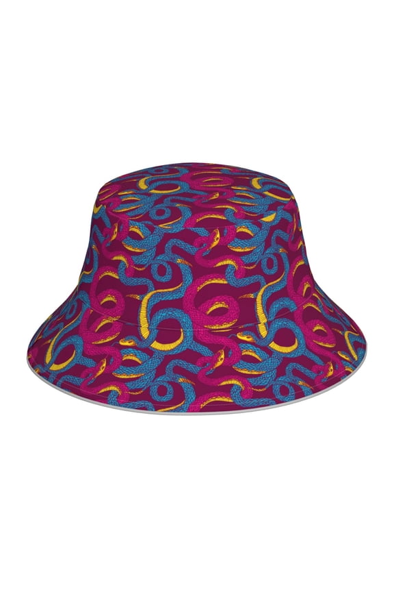 Colorful Snake Print Men and Women Night Reflective Hat Runner Cap Visor Bucket Hat Boonie Cap