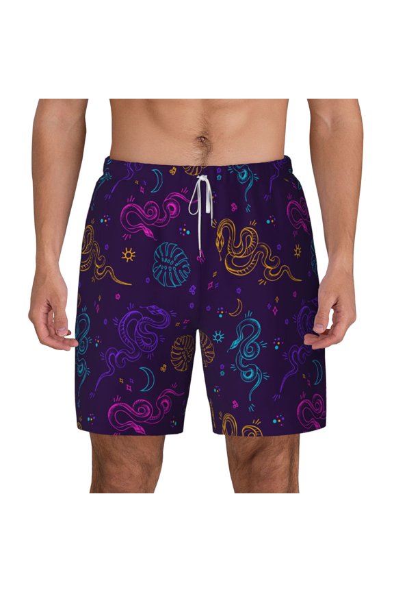 Colorful Snake for Men's Swimming Trunks Swim Trunks Quick Dry Swim Shorts with Mesh Lining Funny Swimwear Bathing Suits
