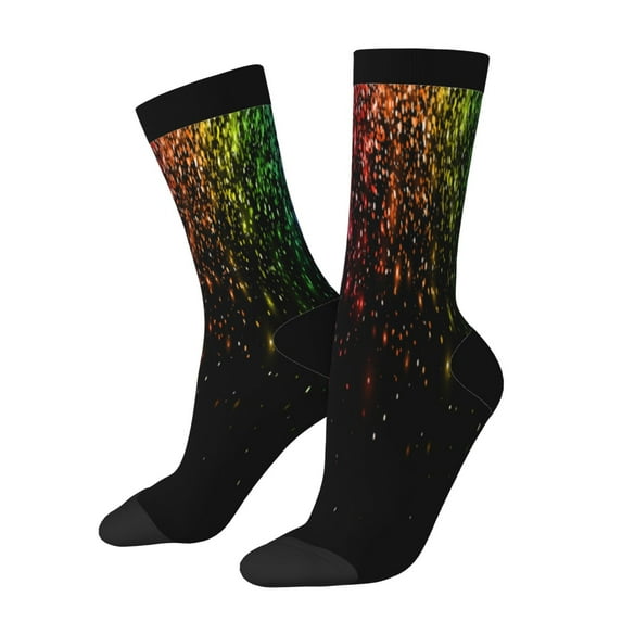 Xecao Colorful Sparkling Pattern Sport Socks for Women and Men Crew Socks Sporty Calf Socks Casual Socks