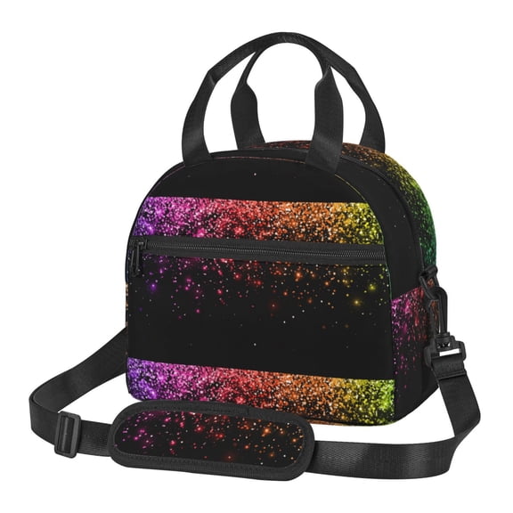 Xecao Colorful Sparkling Print Insulated Lunch Box, Lunch Cags Lunch Bag Featuring An Adjustable Shoulder Strap