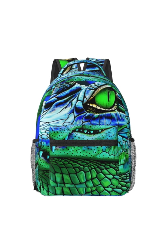Colorful Stained Glass Crocodile Print Casual Backpack: A Computer Backpack Ideal for Men and Women, Perfect for College, School, or Daily Travels-One Size