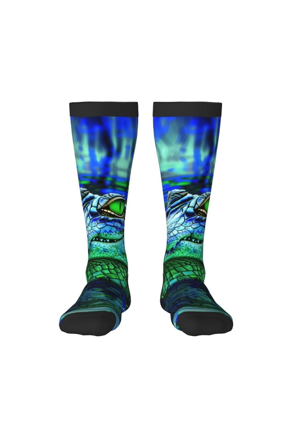 Colorful Stained Glass Crocodile Print Compression Socks for Both Men And Women for Running, Travel, Flight, Nurse