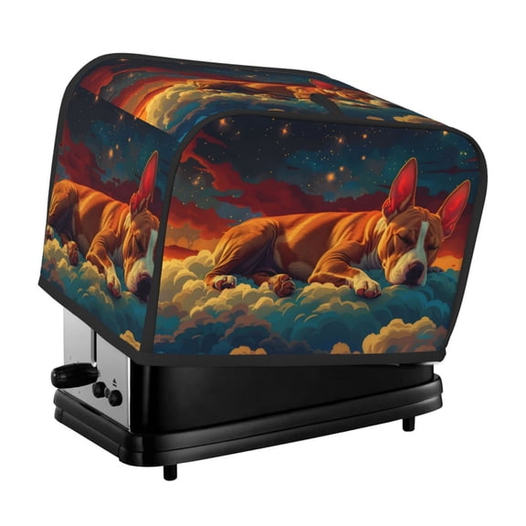 Xecao Colorful Starry Sky Sleep Dog Print 2 Slice Toaster Cover with Pockets, Small Appliance Cover, Dust and Fingerprint Protection, Machine Washable