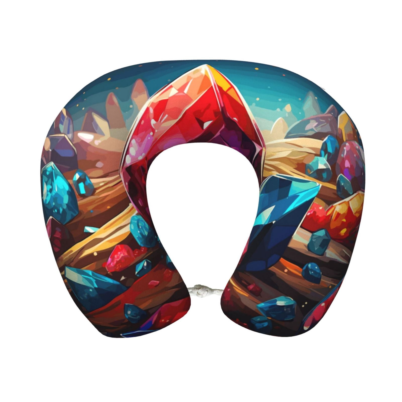 Xecao Colorful Stone World Print Memory Foam Cervical Neck Pillow Versatile U-Shaped Pillows for Home,Office,Camping,Travelling,Soft Washable Cover