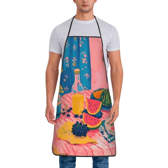 Xecao Colorful Summer Fruit Table Print Funny BBQ Chef Aprons for Men Women,Adjustable Kitchen Cooking Aprons with Pocket Waterproof Oil Proof No Pilling Fading